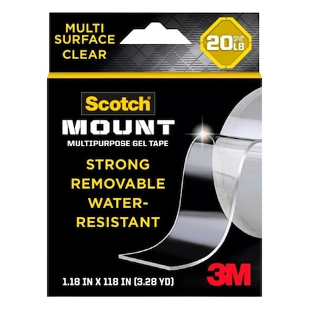 Scotch-Mount Multi-Purpose Tape, 118 in L, 1.18 in W, Gel Backing, Clear 420-3M-1ES