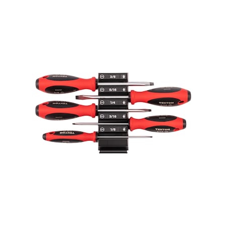 Tekton Slotted Screwdriver Set with Modular Organizers - 4 Inch Shanks, 5-Piece (1/8 - 3/8 in.) DWA90100