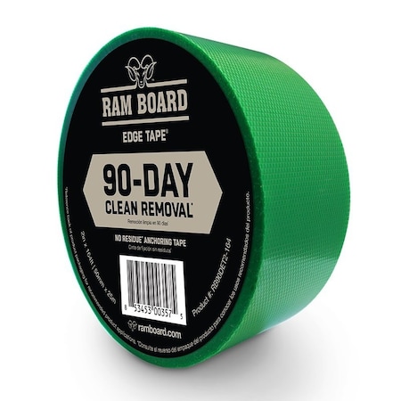 Ram Board EDGE TAPE Easy Release Tape, 2 in W, 164 ft L, 6.3 mil Thick, Polyethylene Backing, Green RB90DET2164