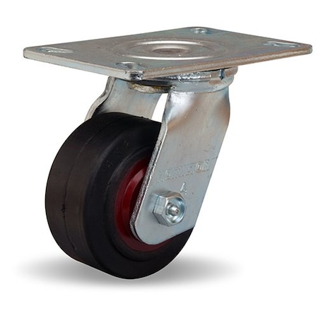 Hamilton General Service Swivel Caster, 4" x 2" Mold-On Rubber on Cast Iron Wheel, 3/4" Straight Roller Bearing S-GS-4R