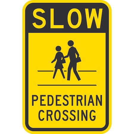 Lyle Slow Pedestrian Crossing (with graphic), 12x18, Engineer Grade, Yellow G-3828-EG_12x18