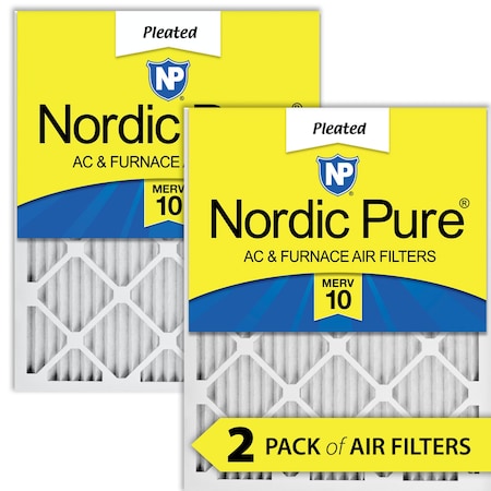Nordic Pure 12x30x1 Pleated Air Filter, High Capacity, Electrostatically Charged Synthetic Media, MERV 10, 2 PK 12x30x1M10-2