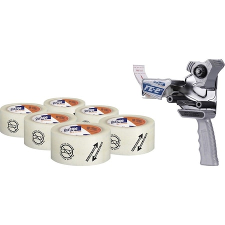 Shurtape Tape Dispenser, 53 mm Max. Tape Width. 5 1/2 in Tape Core Dia, Pistol, Plastic, Gray 903250