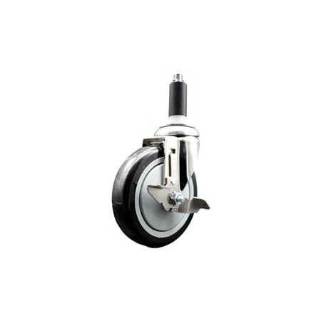 Service Caster 5 Inch 316SS Black Polyurethane Swivel 1-1/8 Inch Expanding Stem Caster Brake SCC-SS316EX20S514-PPUB-BLK-TLB-118