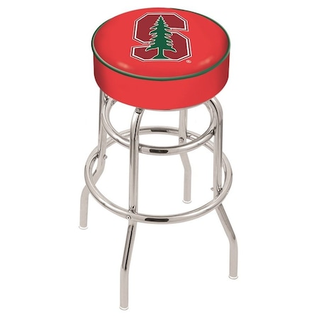 Holland Bar Stool Co 30" 4" Stanford Cushion Seat, Double-Ring Chrome Swivel Bar Stool L7C130Stnfrd