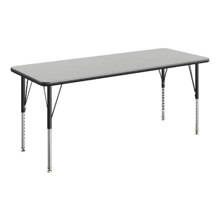 Flash Furniture Wren 60 in x 24 in Adjustable Height Activity Table, Thermal Laminate Top, Short Legs, Gray XU-A2460-REC-GY-T-P-GG