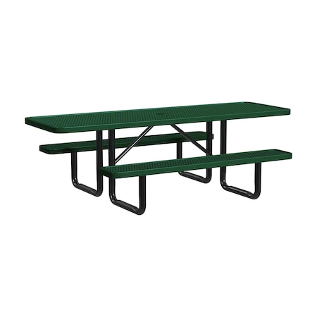 Leisure Craft 8 FT ADA Accessible Outdoor Picnic Table with 2 Bench Seats, Black Green T8XPP-ADA-BLACK GREEN