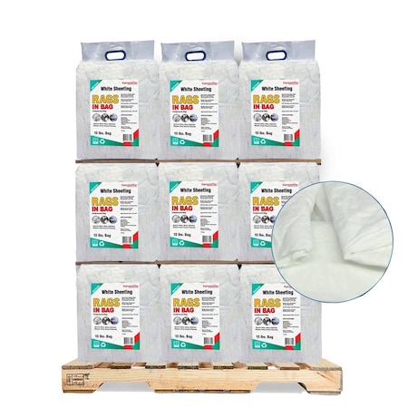 Supremeplus Recycled White Sheeting Cleaning Rags, 960 lbs. Pallet, 96 x 10 lbs. Bags, 96PK SP-8643