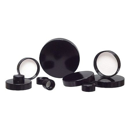 Qorpak Lab Bottle Caps, Black, 58 mm Dia, PK858 CAP-00289