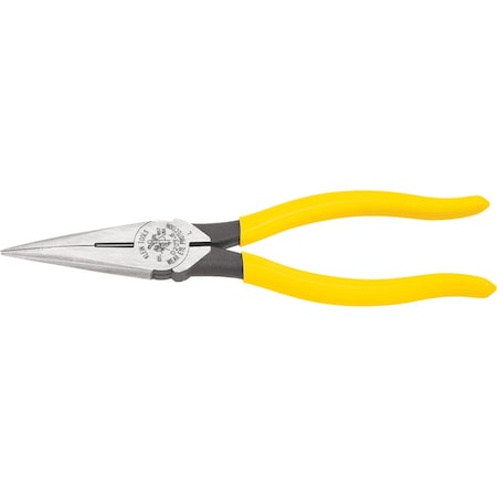 Klein Tools 8 7/16 in D203 Needle Nose Plier, Side Cutter Plastic Dipped Handle D203-8