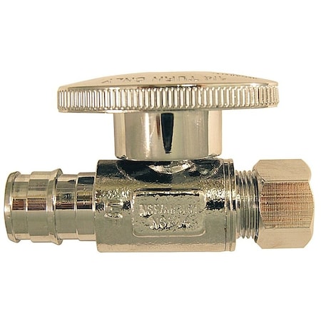 Conbraco Apollo Valves Straight Stop Valve, 1/2x3/8in Connection, PEXxCompression, 200 psi Pressure, Brass Body EPXVS1238C