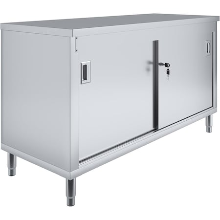 Amgood 24 in. x 60 in. x 35 in. Stainless Steel Enclosed Base Cabinet w/Sliding Doors and Adjustable Shelf AMG CABINET EDC-2460-Z