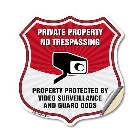 Signmission Private Property Shield Sign No Trespass, 12 Inch X 12 Inch, Vinyl Decal SHI-D-12-443
