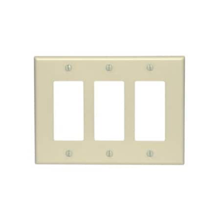 Leviton Decora Wallplate, Midway Size, Gang 3, White 80611-W