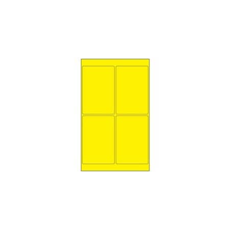 Bubblefast 4 x 6'' Fluorescent Yellow Rectangle Laser Labels-4 Labels per Sheet BFLL186YE