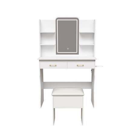 Homeroots 35" White Wood Lighted Two Drawer Dresser 714257