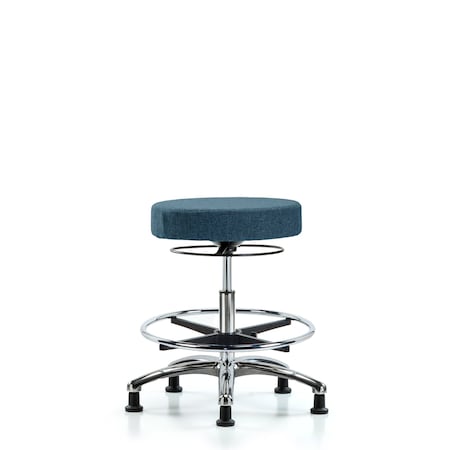 Blue Ridge Ergonomics Bench Stool, Med, Fabric, Chrome, CF, Gld, Blu BR-FMBSO-CR-CF-RG-F43