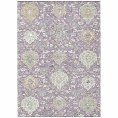 Homeroots 8' X 10' Lavender Gold And Green Damask Washable Indoor Outdoor Area Rug 599433