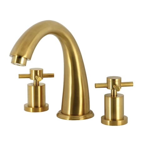 Kingston Brass Two-Handle Deck Mount Roman Tub Faucet, Brushed Brass KS2367DX