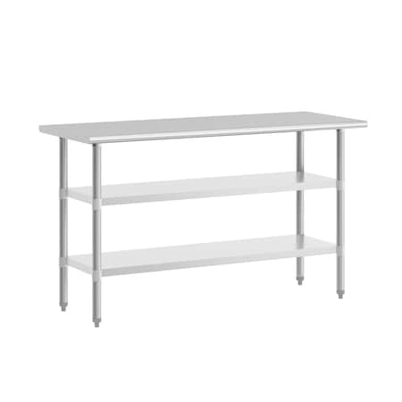 Flash Furniture 60 x 24 Stainless Steel Work Table-2 Undershelves NH-WT-GU-2460-GG