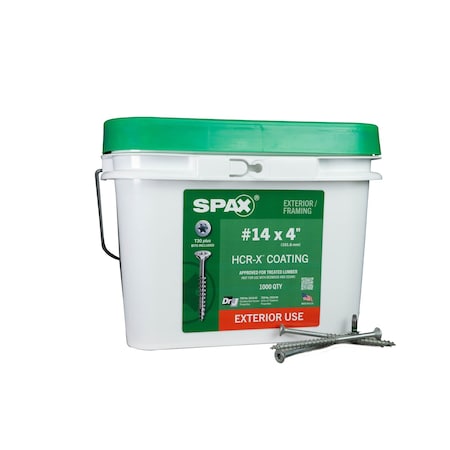 Spax #14 x 4 in Exterior Wood Deck Screws Construction Flat Head T-Star Plus Bulk Pail, 1000PK 3191670601000