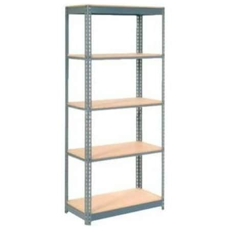 Global Industrial 5 Shelf, Boltless Shelving, Starter, 48inW x 24inD x 84inH, Wood Deck 254444