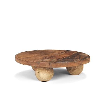 Homeroots 12in Brown Solid Wood Hand Finished Round Vanity Tray 731283