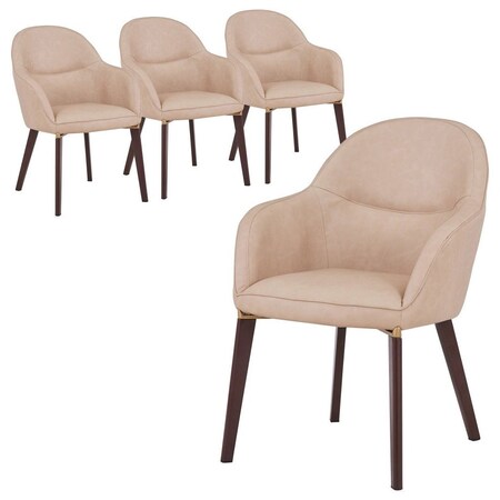 Leisuremod Elias Collection Modern Dining Chair in Light Taupe, 4PK EDC21LTP-4