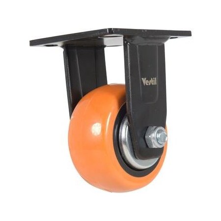 Vestil Polyurethane Rigid Caster 4 In. Diameter x 2 In. Width 551 Lb. Capacity Orange/Silver CST-E6-4X2PUP-R