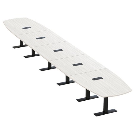 Skutchi Designs Arc Boat Conference Table With Power, 48 in W, 264 in L HAR-ABOT-48X264-T.BK-WA7976-EBLK