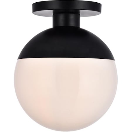 Living District Eclipse 1 Light Flush Mount Ceiling Light with Frosted White Glass, Black LD6056BK