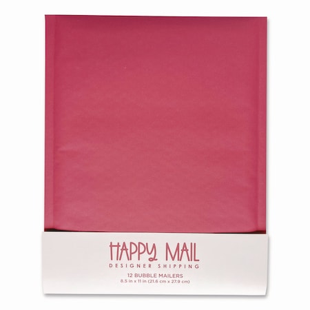 Happy Mail Self-Sealing Bubble Mailer, 8.5 x 11, Pink, 12PK 245158