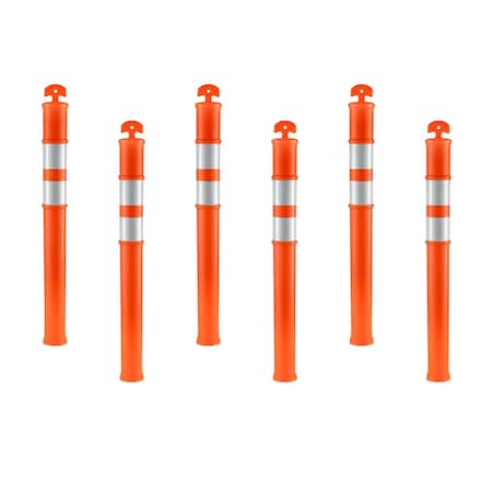 Xpose Safety 6 Pack 42in T-Top Orange Traffic Delineator Post, 6PK DLT-ORG-42-6-X-S