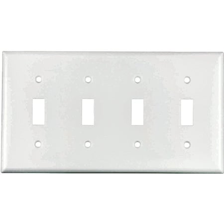 Eaton Wiring Devices Wallplate, 4-1/2 in L, 8.19 in W, 4-Gang, Thermoset, White, High-Gloss 2154W-BOX