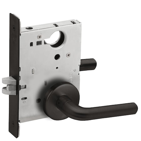 Schlage Grade 1 Passage Latch Mortise Lock, 02 Lever, B Rose, Flat Black Coated Finish, Field Reversible L9010 02B 622