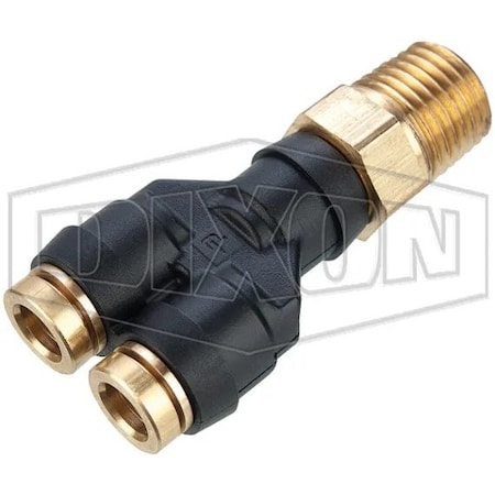 Dixon Legris by Push-In Wye-Connector, 1/8 x 1/4 in Nominal, MNPT x Tube, 250 psi Pressure, Composite, Do 31485611DOT