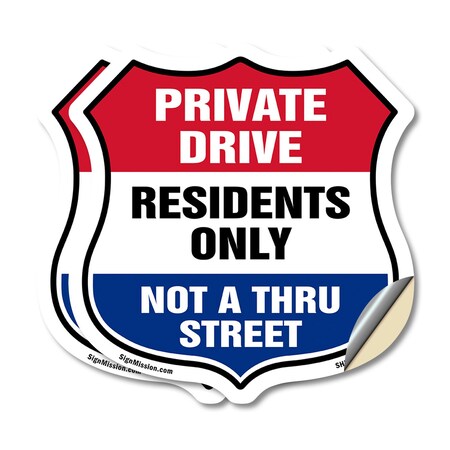 Signmission Private Driveway Shield Sign Private Dri, 18 inch X 18 inch, Vinyl Decal, 2PK SHI-D-2PACK-18-436