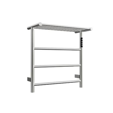 Edendirect 3-Bars Stainless Steel Wall Mounted Electric Towel Warmer Rack with Top Shelf in Silver for Bathroom ZR-EB02BR922