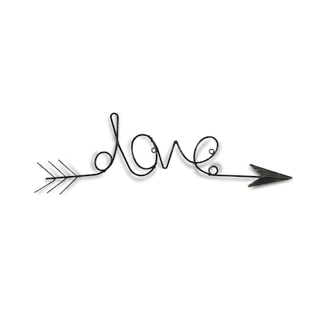 Homeroots 8" X 25" Dark Gray Handcrafted Love Arrow Metal Wall Decor 489478