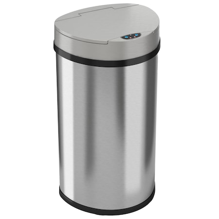 Hls Commercial 13 gal Half-Round Indoor Metal Can, Silver, Touchless Sensor Lid, Stainless Steel, 12.63 in HLS13HX