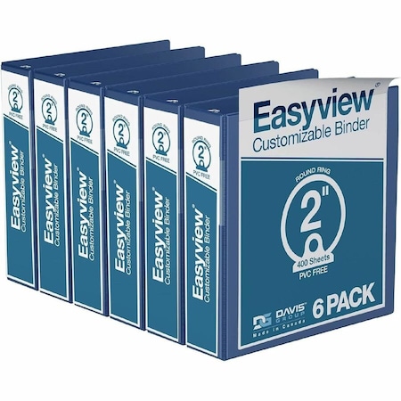 Davis Group Easyview Premium, Round Ring, Customizable, View Binder, (Royal Blue, 2"), PK6 8413-92-06