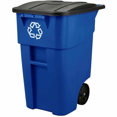 Rubbermaid Commercial Rubbermaid Brute Recycling Can wLid, 50 Gallon, Blue FG9W2773BLUE