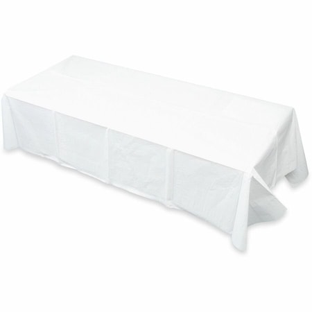 Tatco Products Tatco, Paper Table Cover, Embossed, W/plastic Liner, 54in X 108in, White, 20PK 31108