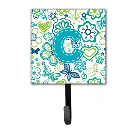 Carolines Treasures Letter C Flowers And Butterflies Teal Blue Leash and Key Holder CJ2006-CSH4