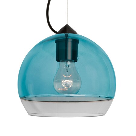Besa Lighting Besa Ally 8 Cable Pendant, Coral Blue/Clear, Black Finish, 1x 60W MAX E26 Base 1KX-ALLY8BL-BK