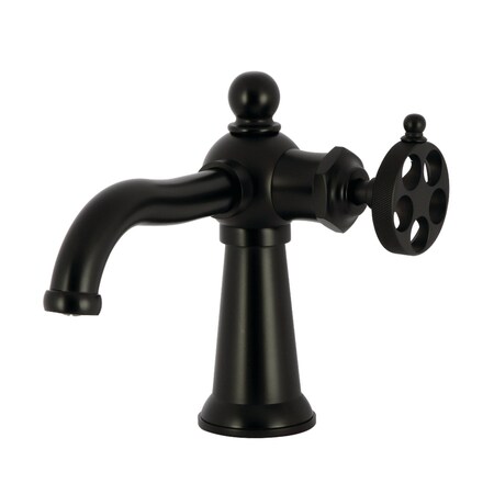 Kingston Brass One-Handle Single-Hole Bathroom Faucet with Knurled Handle and Push Pop-Up Drain, Matte Black KS3540RKZ