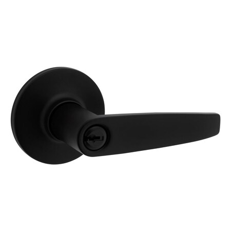 Safelock Winston Lever Round Rose Push Button Entry Lock with 4AL Latch and RCS Strike Matte Black Finish SL6000WI-514