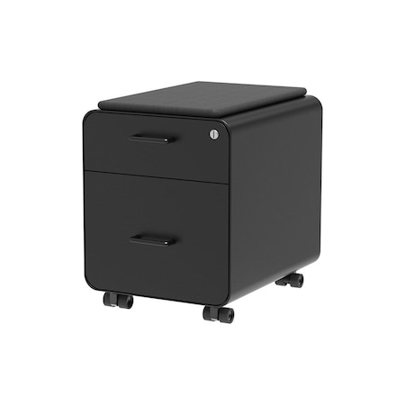 Monoprice Workstream by Rolling Round Corner 2-Drawer File Cabinet with Seat Cus 37880