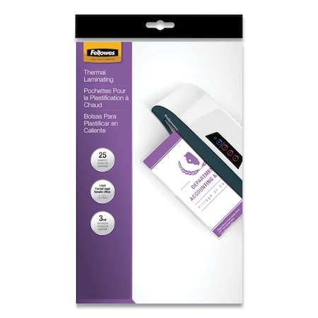 Fellowes Laminating Pouches, 3 mil, 9in x 14.5in, Gloss Clear, 25PK 52006