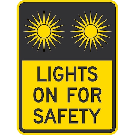 Lyle Lights On For Safety (W/Graphic), 18x24, Non-Reflective, Yellow G-11300-NA_18x24